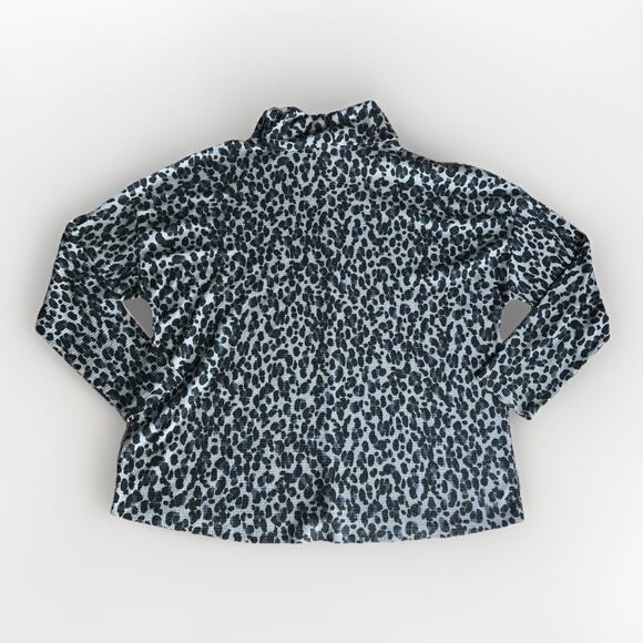Vince Camuto Gray & Black Leopard Print Mock Neck Long Sleeve Top – Size L - Picture 2 of 7